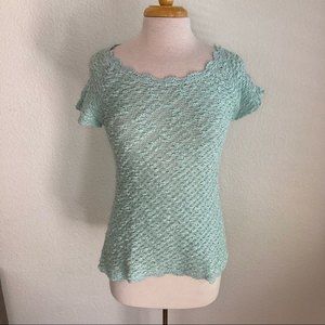 Anthropologie knitted & knotted Short sleeve top cotton boho spring pastel